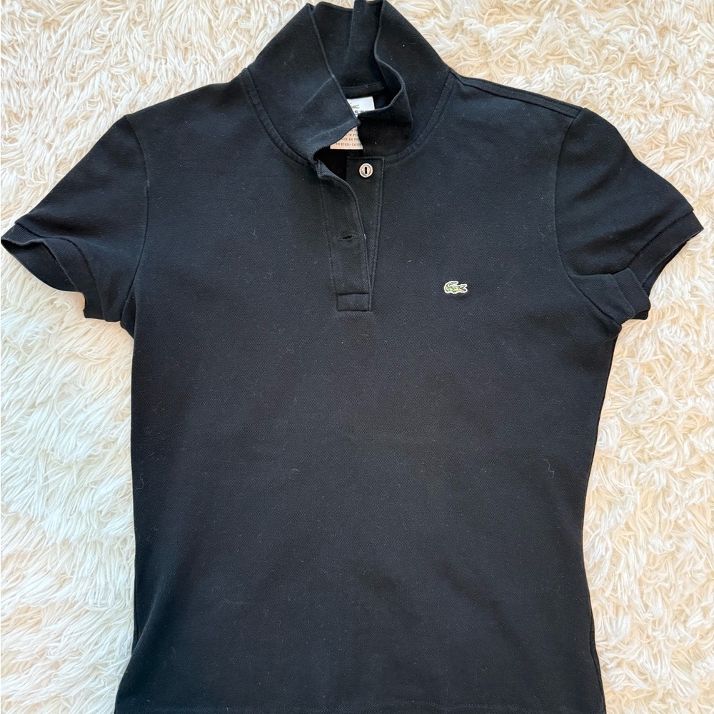Lacoste Black Polo with Iconic Logo Size 38